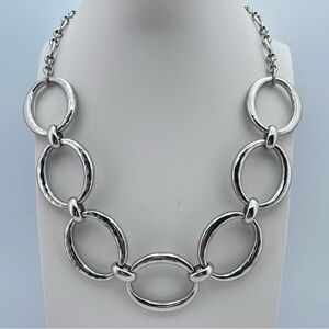 Chico’s Silver Hammered Link Statement Necklace